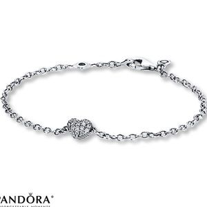Pandora Heart pave silver bracelet with CZ